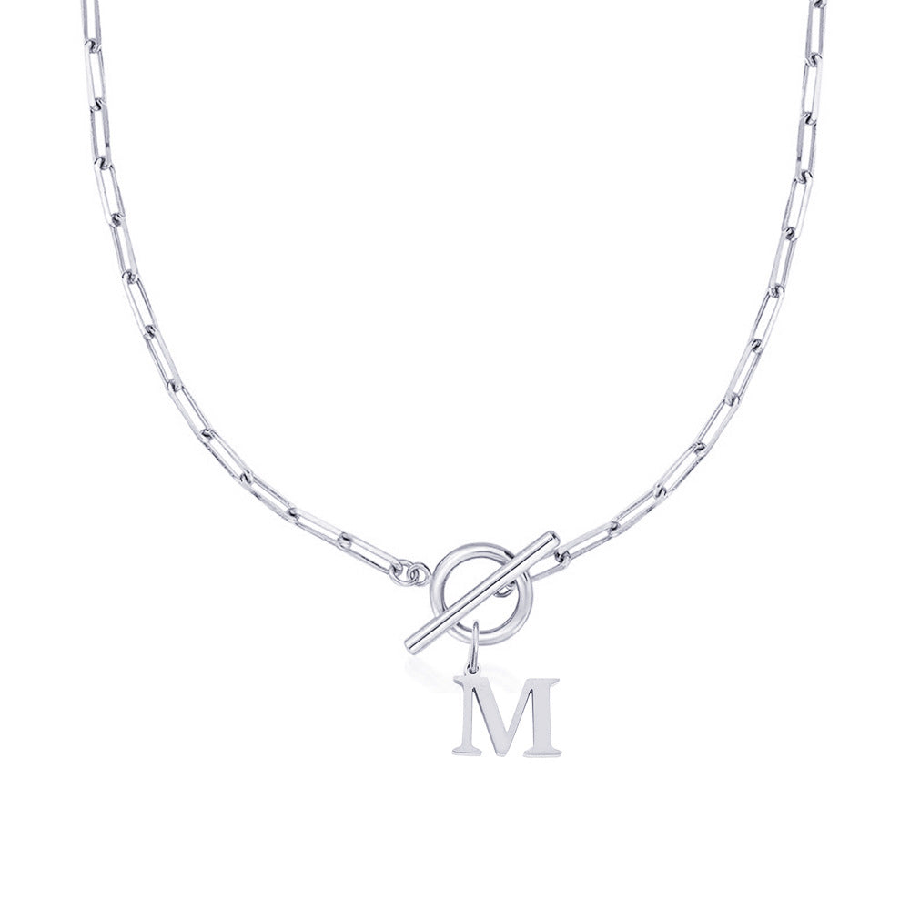 Paperclip initiaal ketting met ronde knevelsluiting