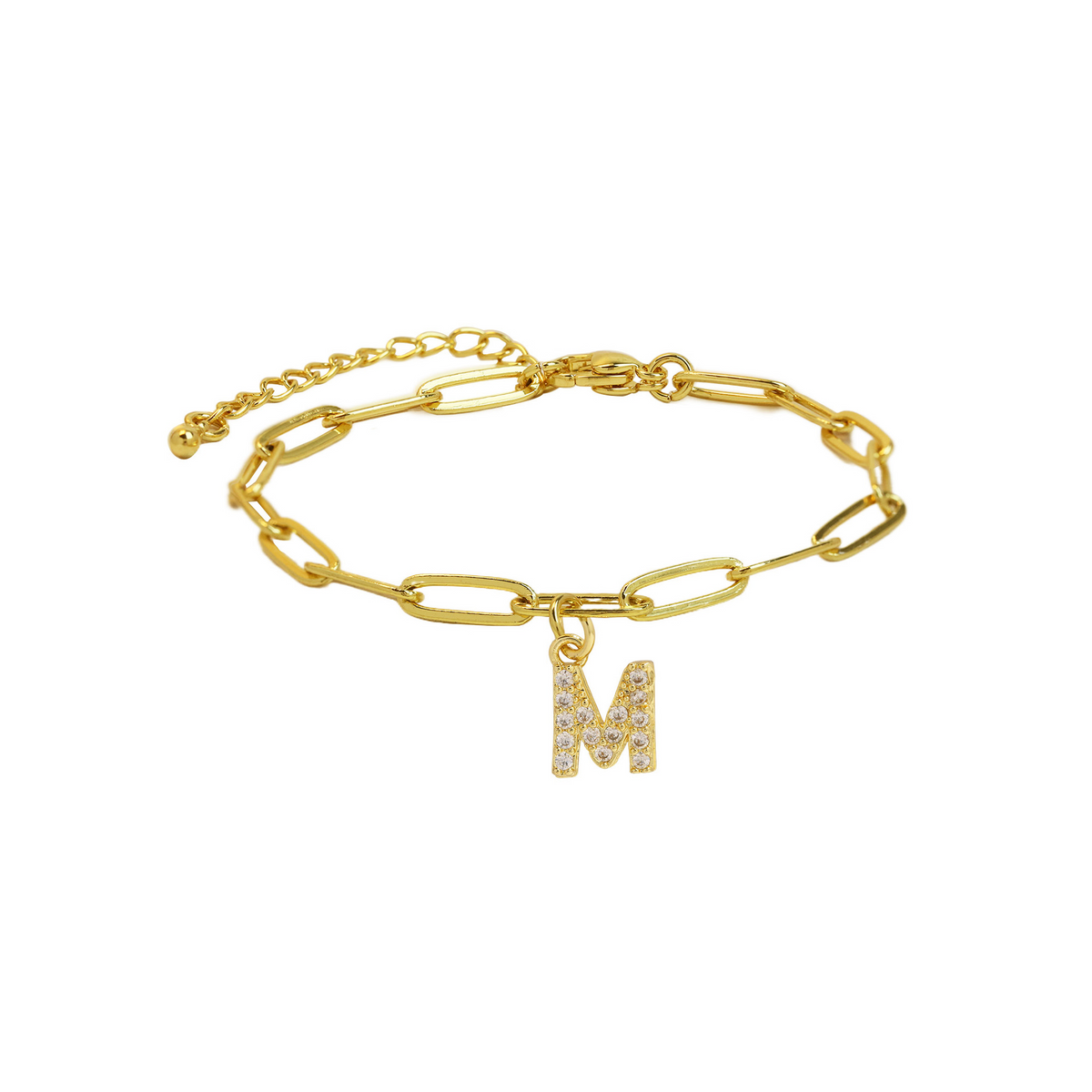 Fijne paperclip armband met initiaal