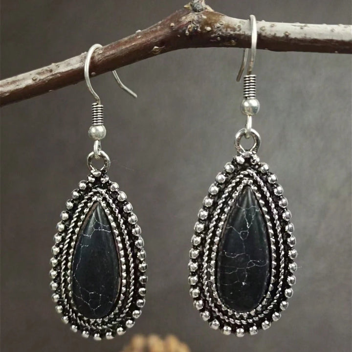 Vintage Retro Turquoise Inlaid Earrings