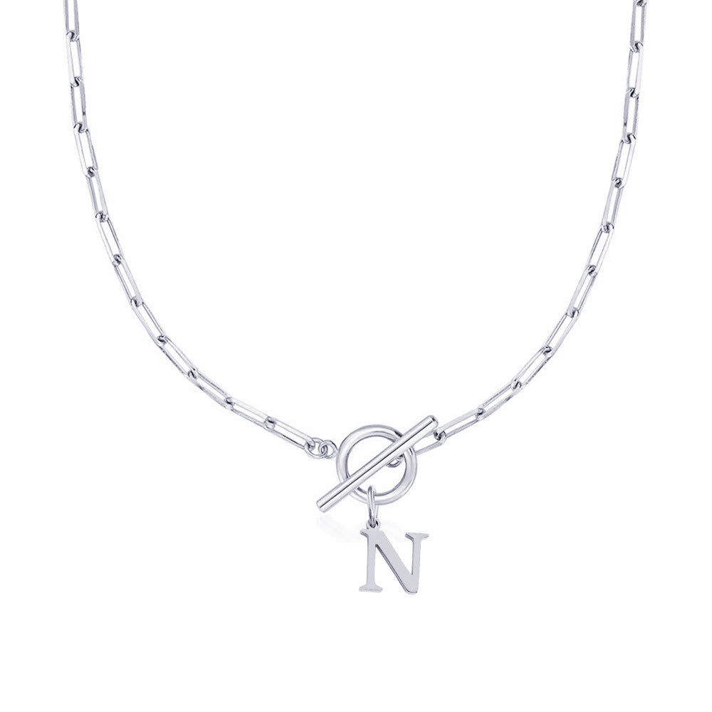 Paperclip initiaal ketting met ronde knevelsluiting