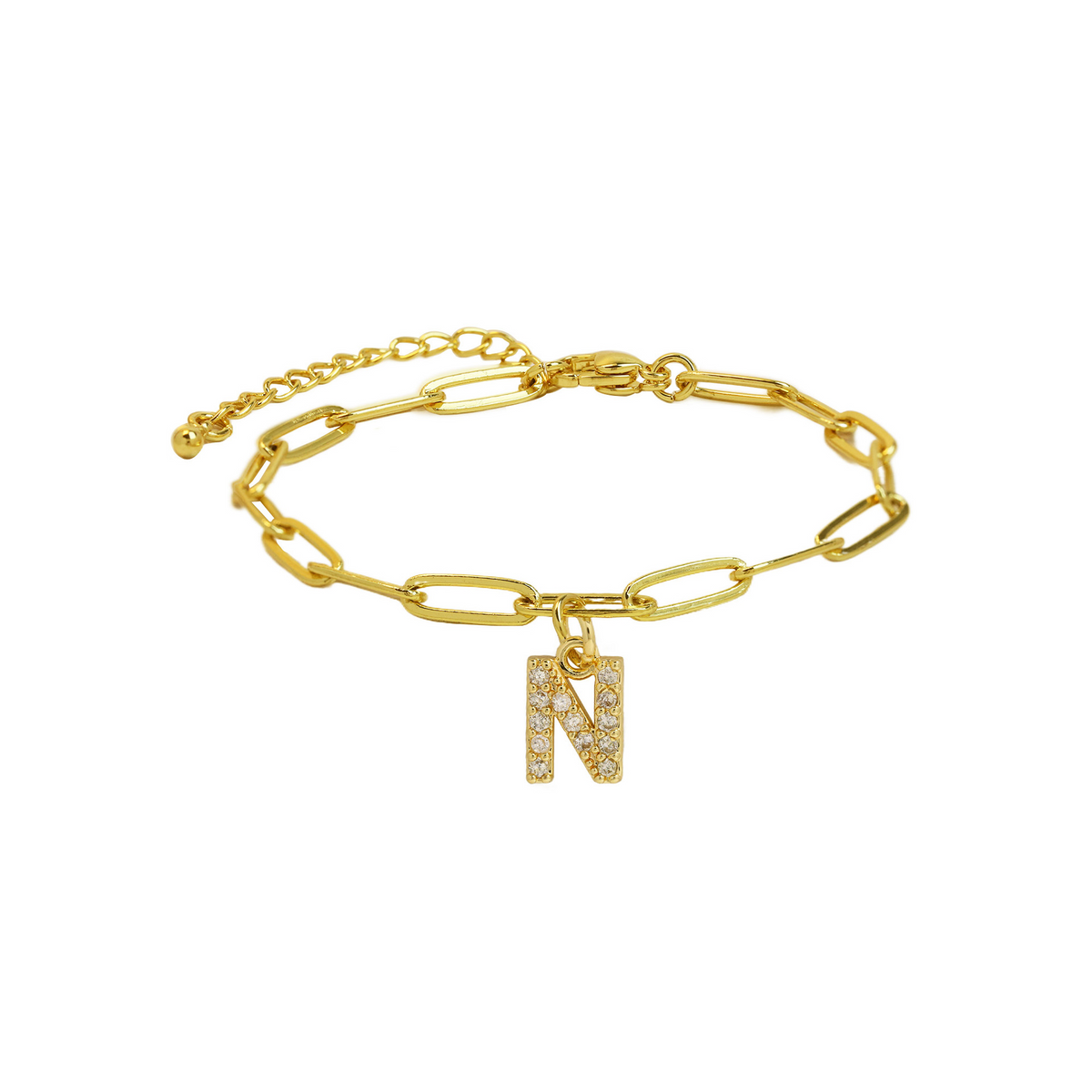 Fijne paperclip armband met initiaal