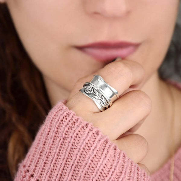 Vintage Bohemian Silver Flower Ring
