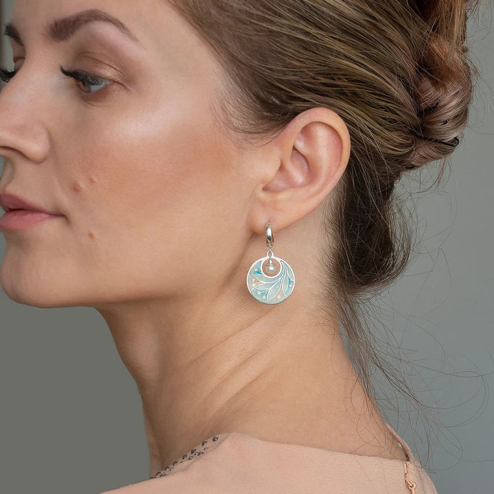 Elegant Silver Plated Romantic Pearl Disc Drop Earrings