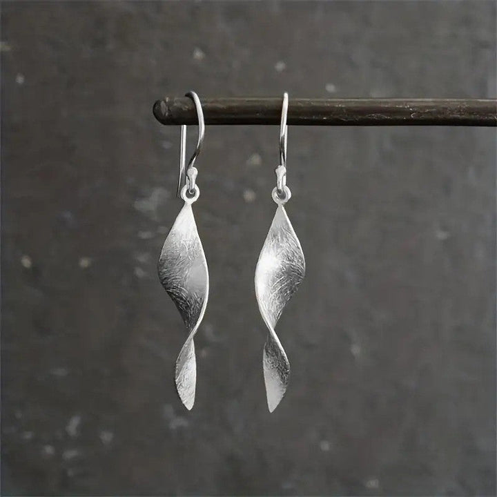Minimalist Handmade Twisted Silver Drop Earrings