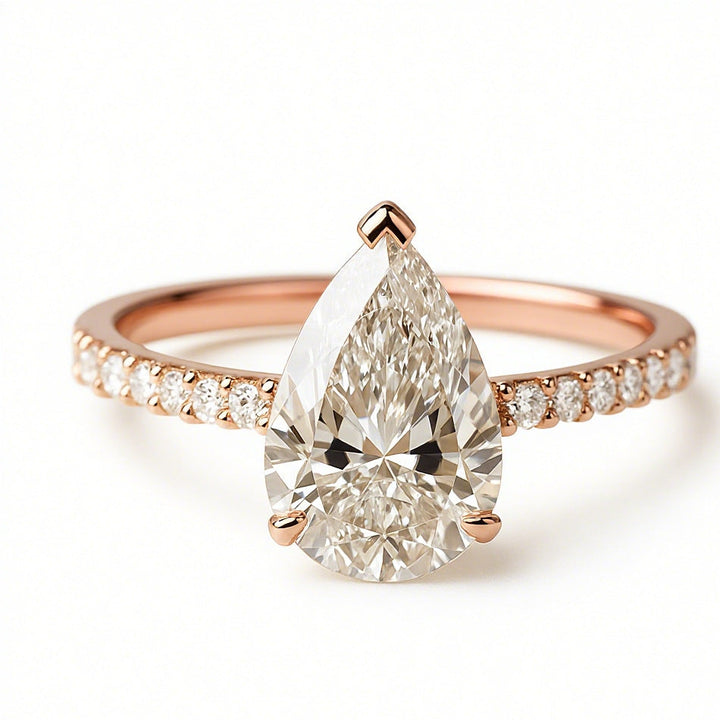 Elegant Gold Plated Water Drop Style Zirconia Inlaid Ring