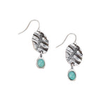 Vintage Botanical Turquoise Oval Leaf Drop Earrings