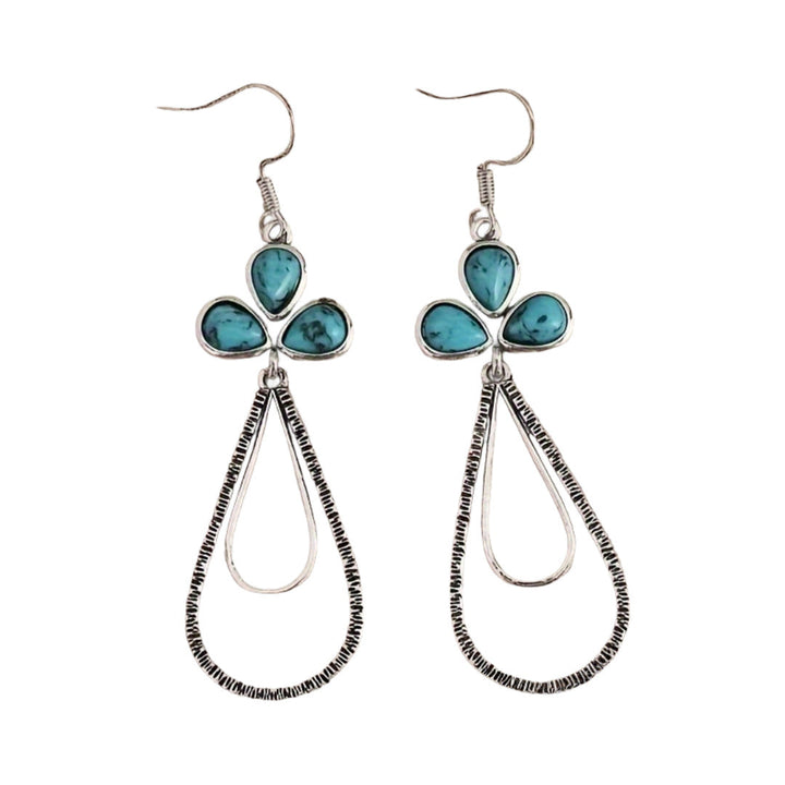 Elegant Vintage Turquoise Clover Teardrop Earrings