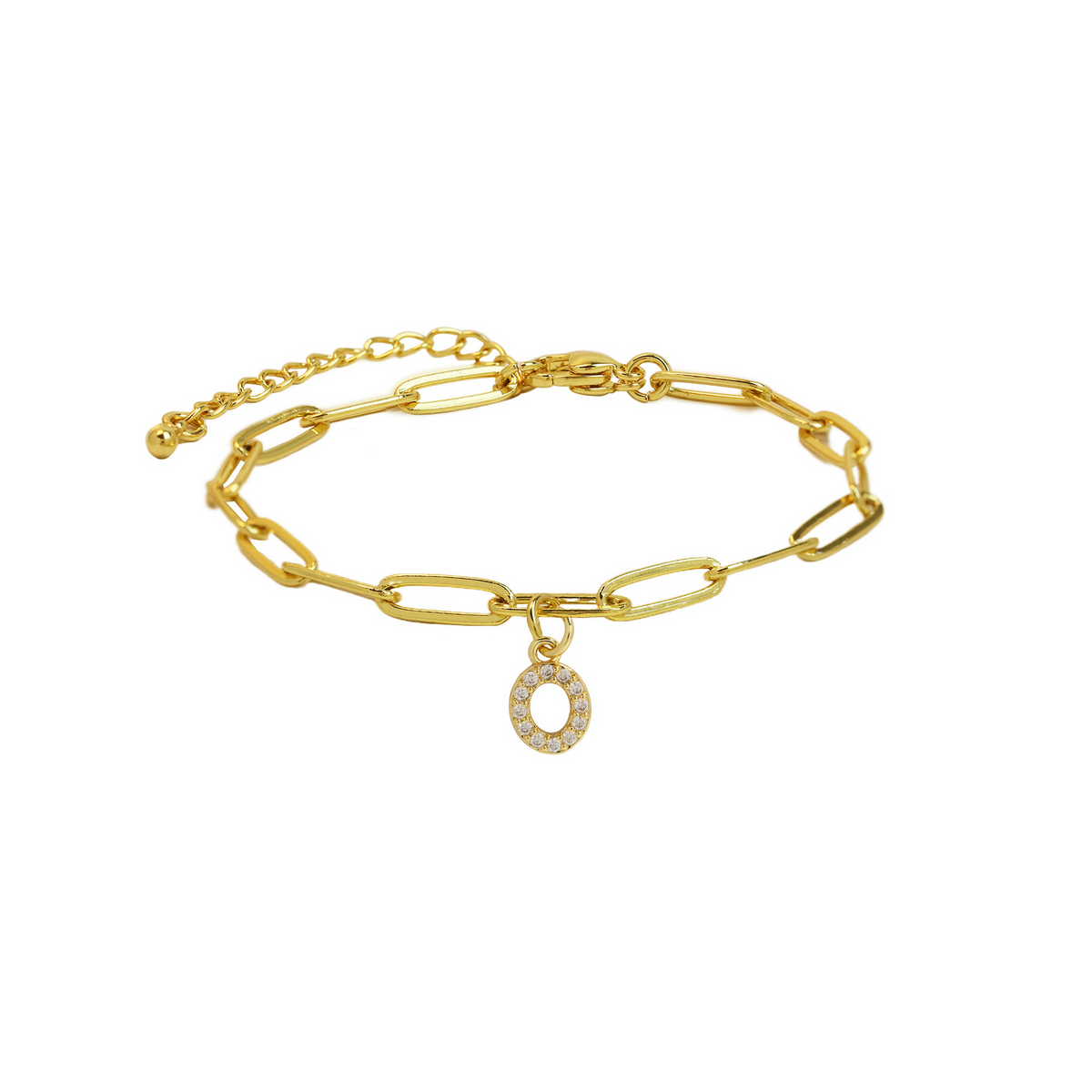 Fijne paperclip armband met initiaal