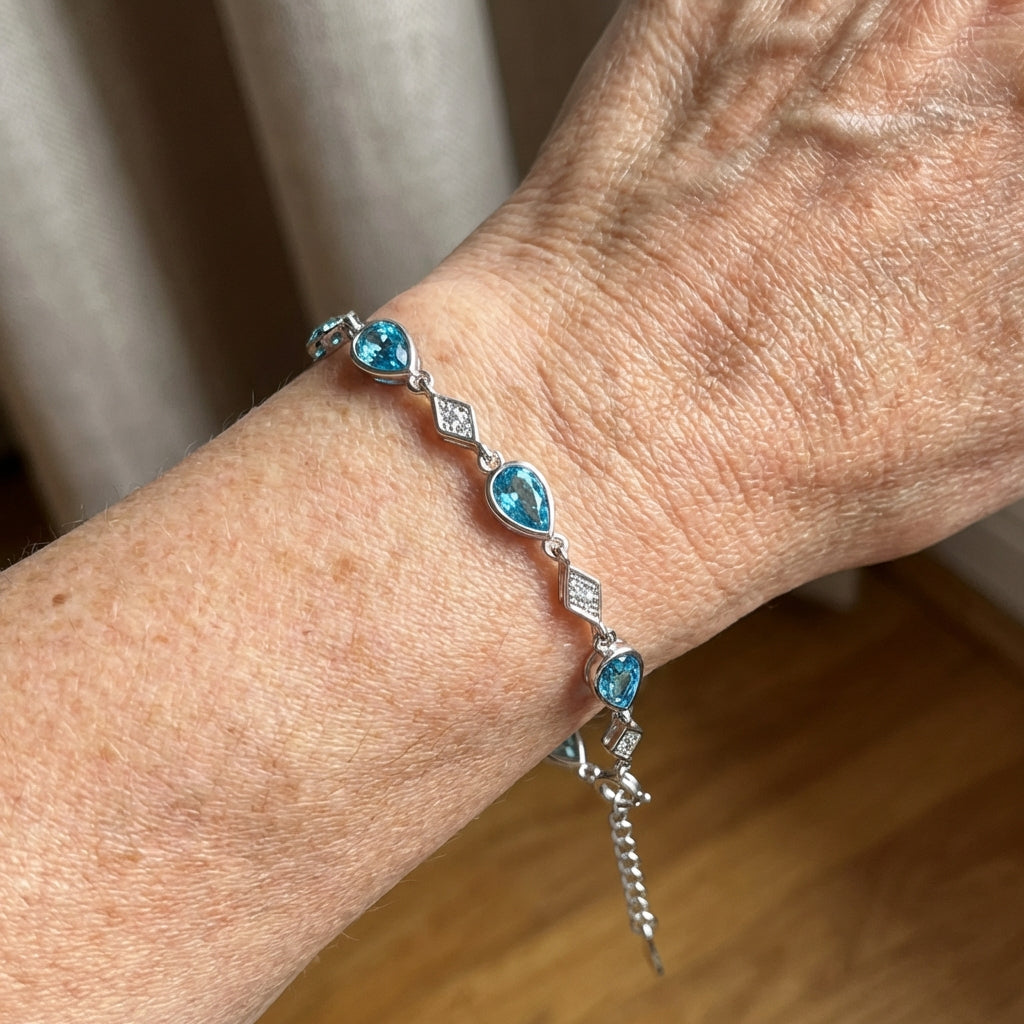 Oceaanblauwe traanglans armband