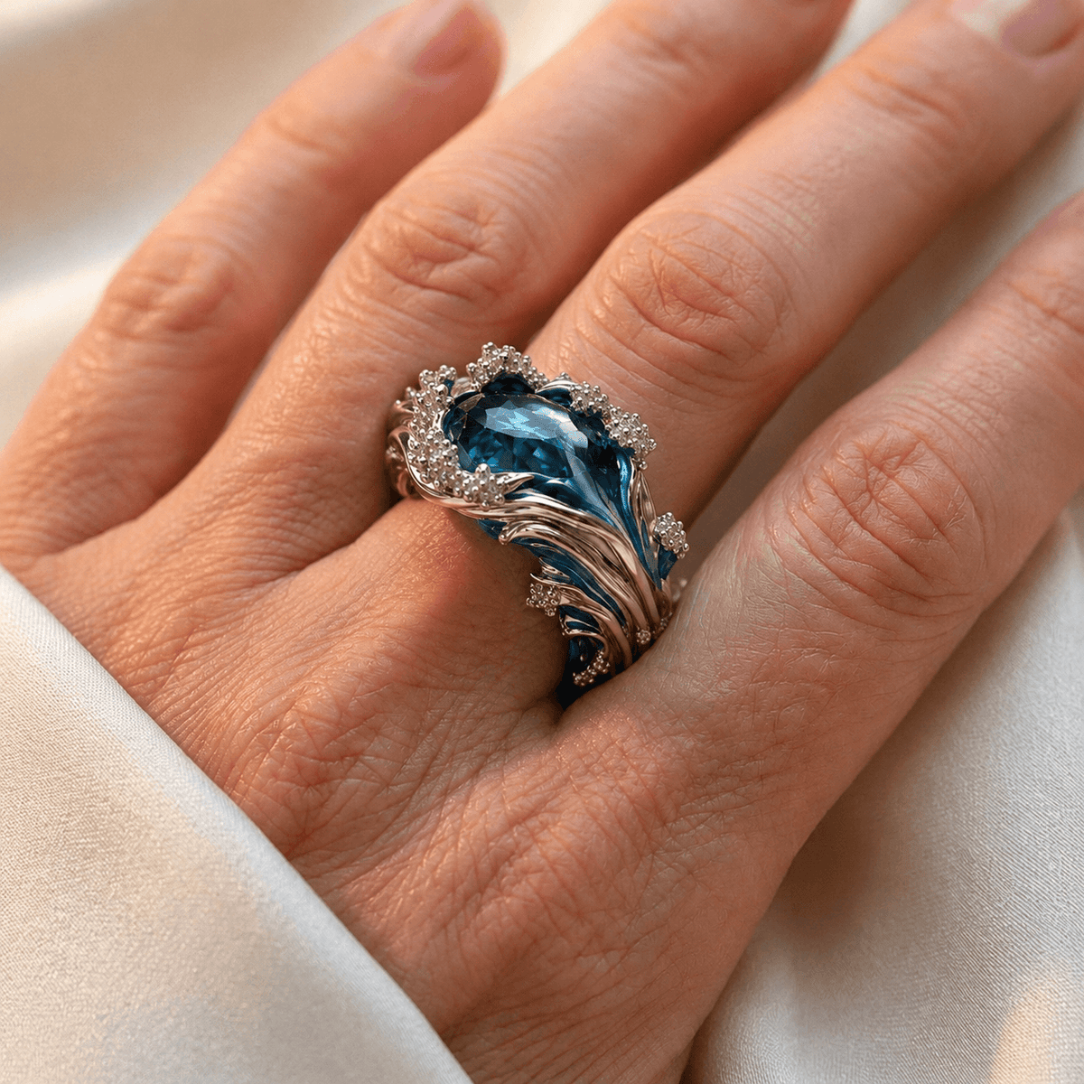 Oceaanblauwe smaragd ring