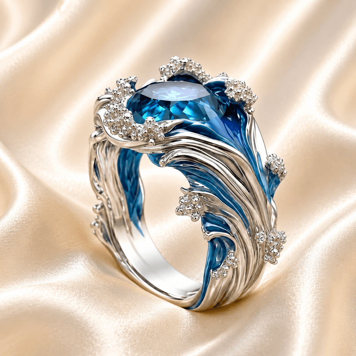 Oceaanblauwe smaragd ring