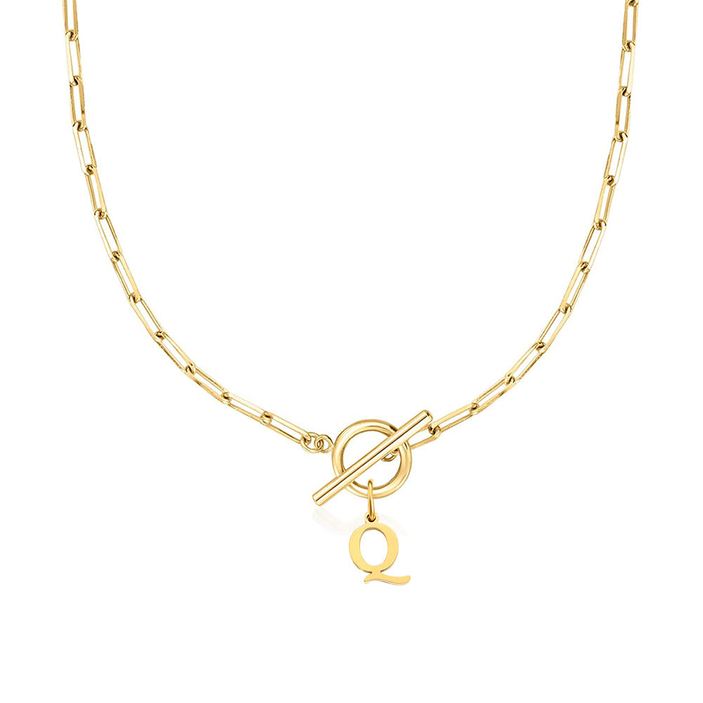 Paperclip initiaal ketting met ronde knevelsluiting