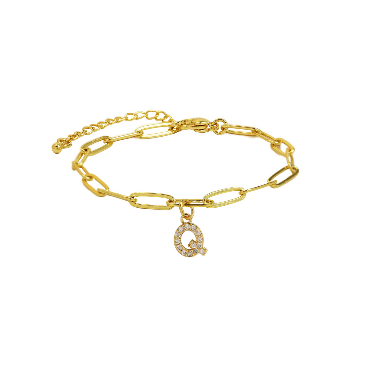 Fijne paperclip armband met initiaal