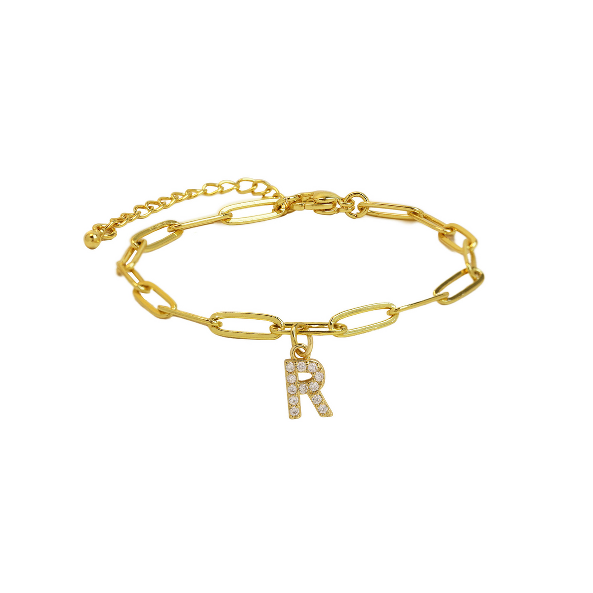 Fijne paperclip armband met initiaal