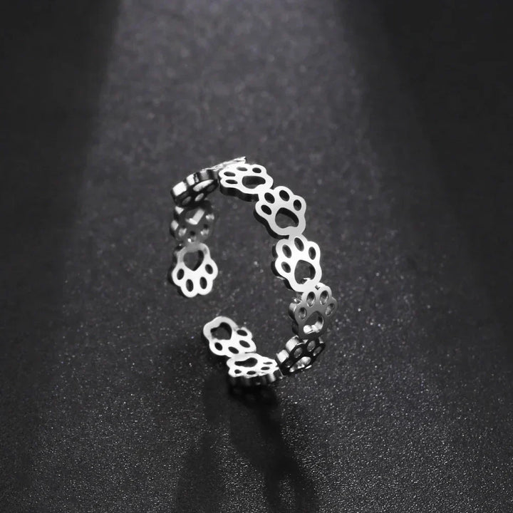 Nevae - Adjustable paw printing ring made of silver and gold