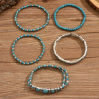 Bohemien turkoois kralen armbandenset