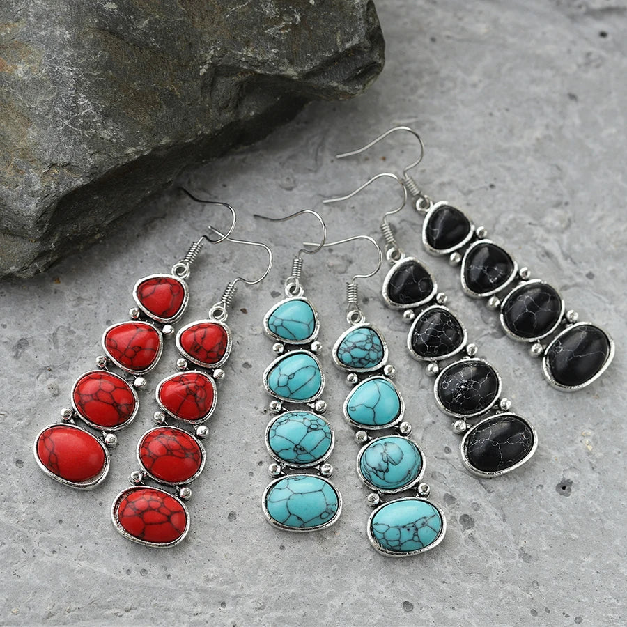 Vintage statement oorhangers met turkoois