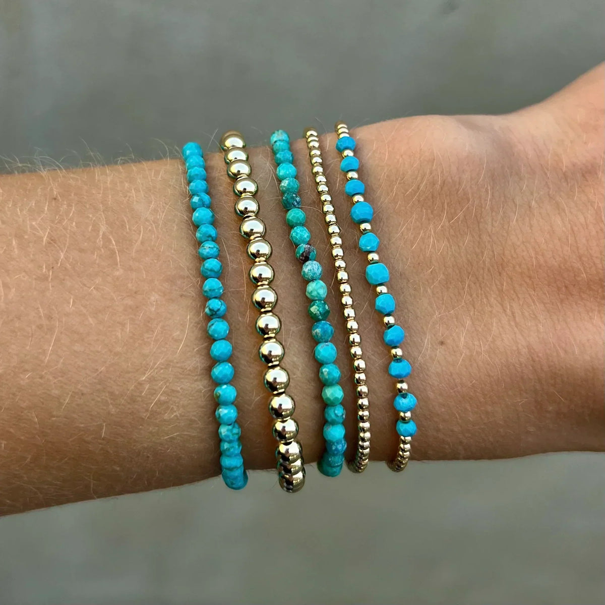 Chique 18K goudkleurige turkoois kralen armband