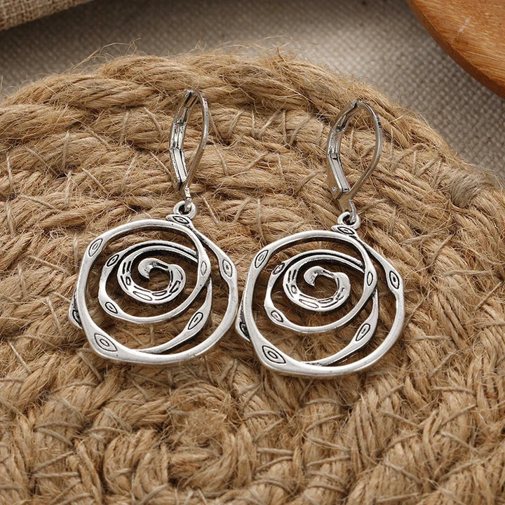 Sculptural Spiral Sterling Silver Drop Earrings