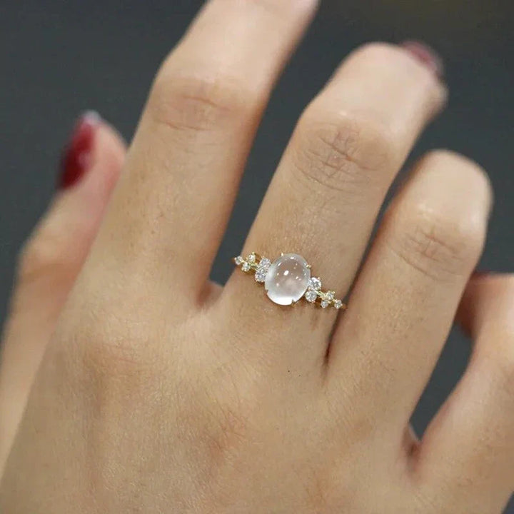 Elegant Lunar Glow Moonstone Diamond Ring
