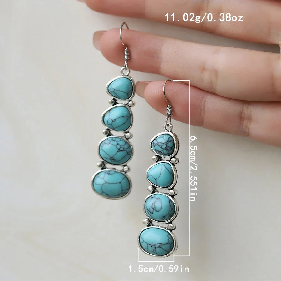 Vintage statement oorhangers met turkoois