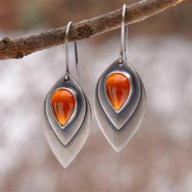 Sterling zilveren amber druppelvormige oorhangers