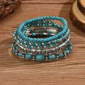Bohemien turkoois kralen armbandenset