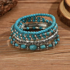 Bohemien turkoois kralen armbandenset