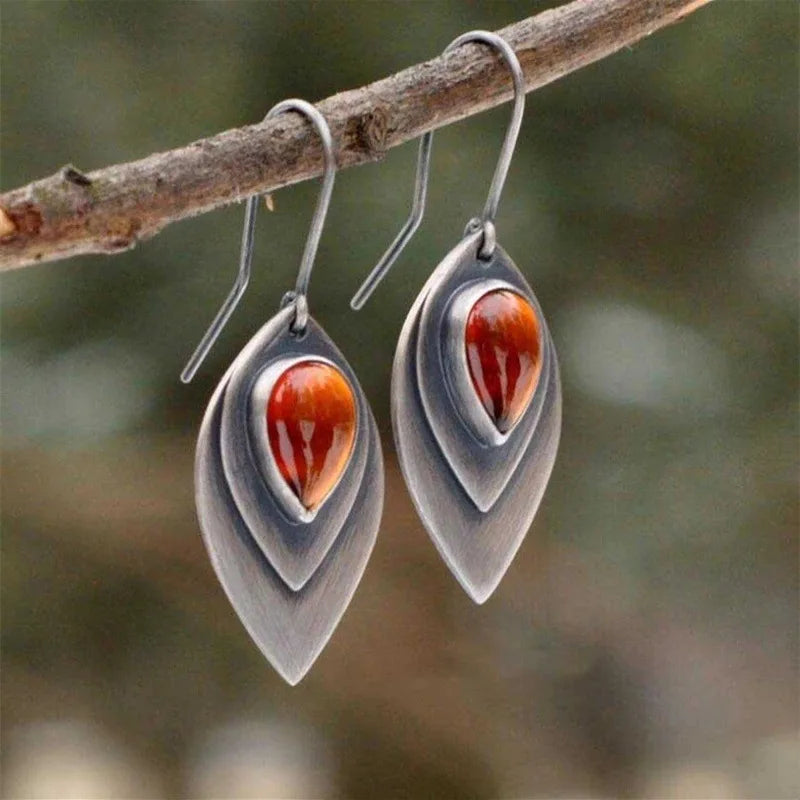 Sterling zilveren amber druppelvormige oorhangers