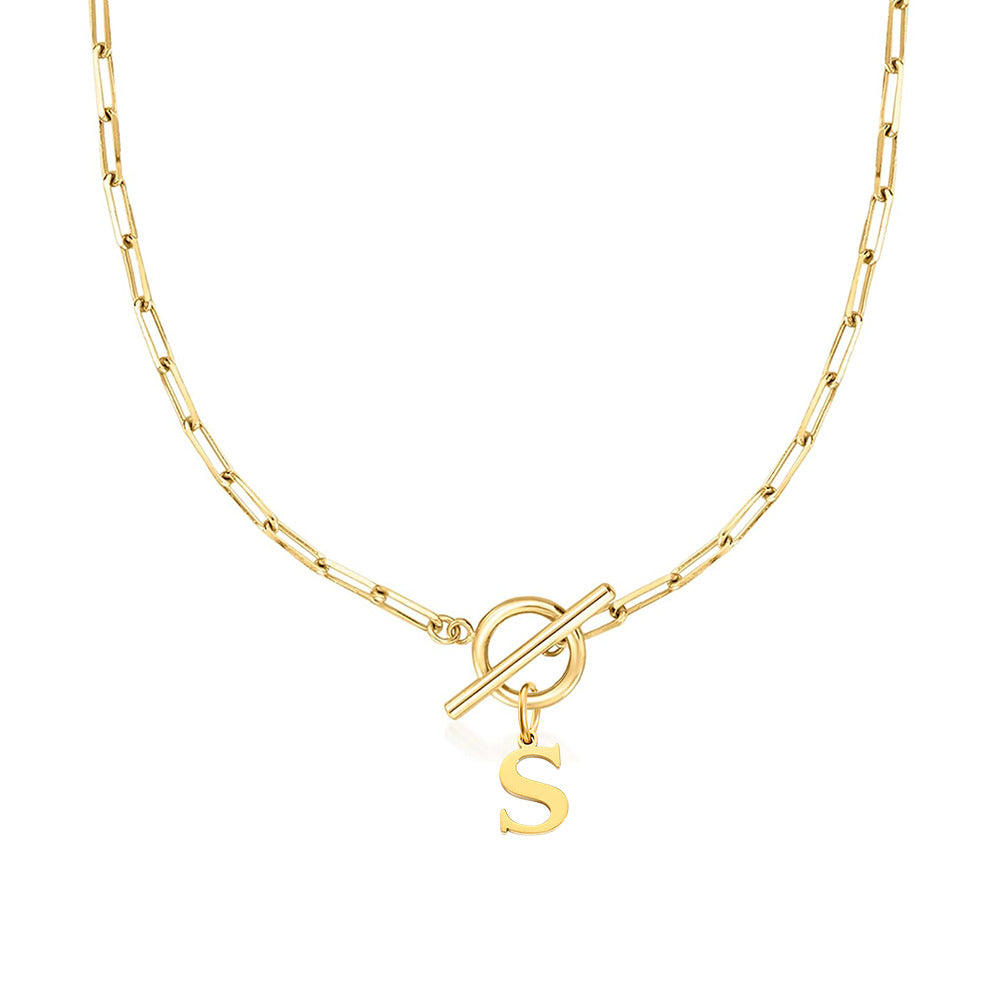 Paperclip initiaal ketting met ronde knevelsluiting