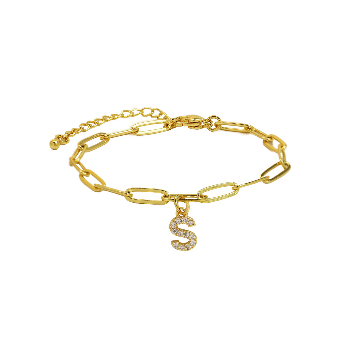 Fijne paperclip armband met initiaal