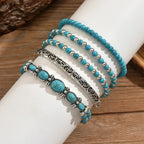 Bohemien turkoois kralen armbandenset