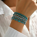 Bohemien turkoois kralen armbandenset