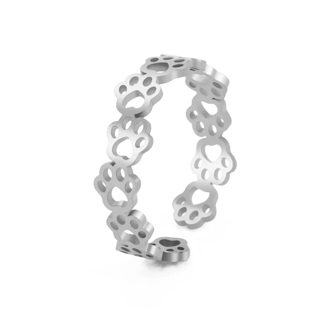 Nevae - Adjustable paw printing ring made of silver and gold