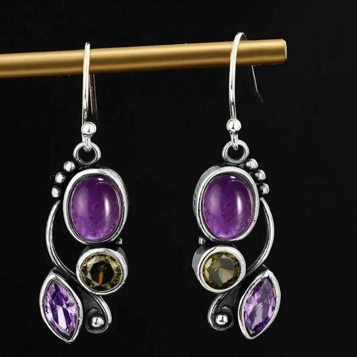 Elegant Moonstone Amethyst Peridot Cascade Earrings