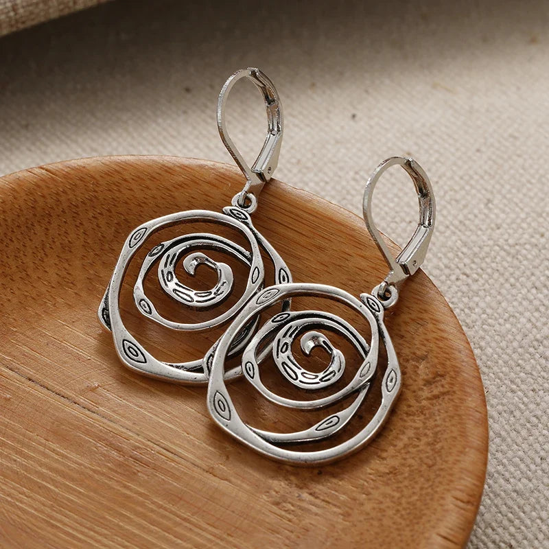 Sculptural Spiral Sterling Silver Drop Earrings