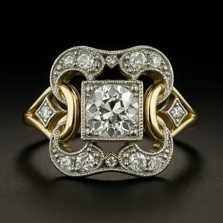 Elegant Vintage Zirconia Gold Ring