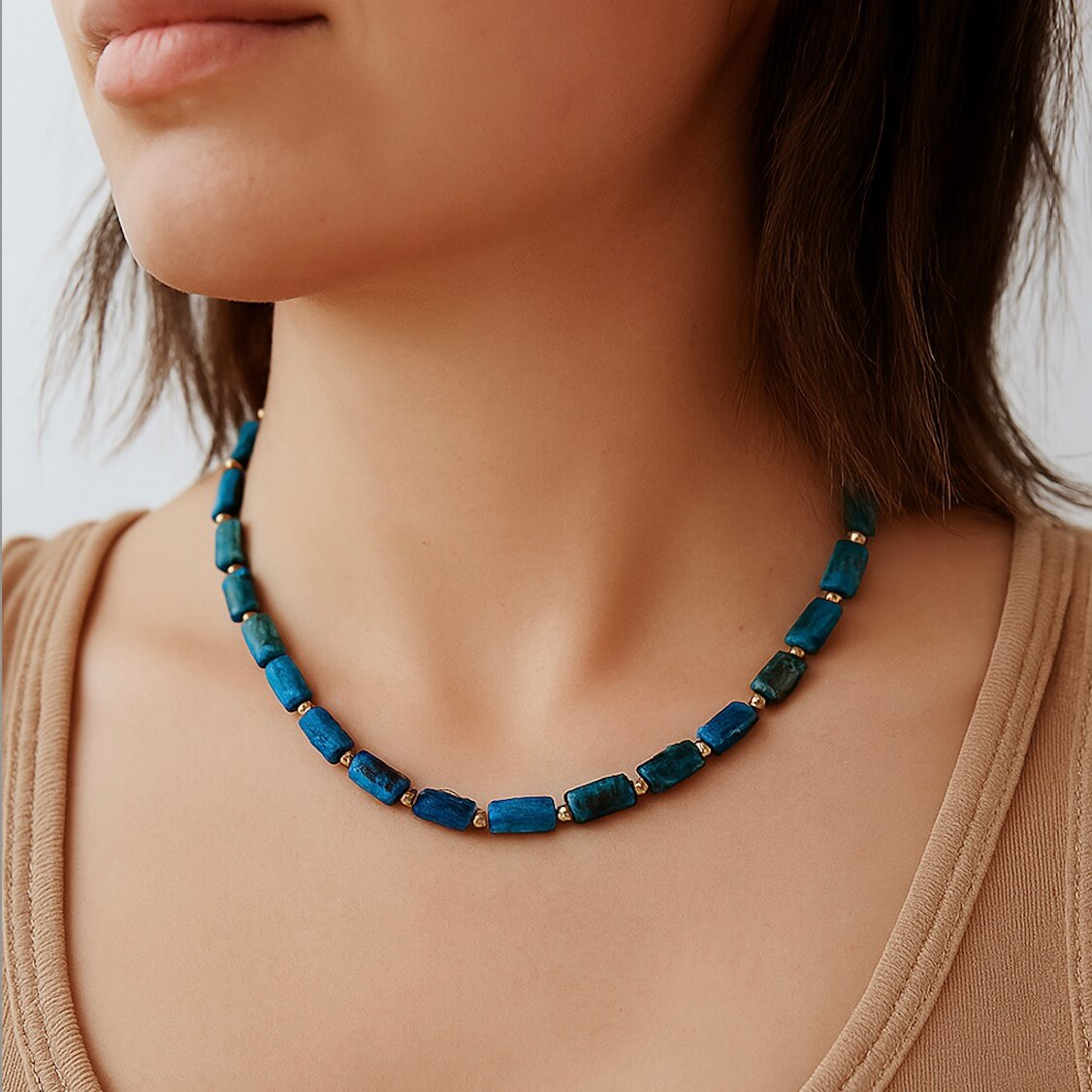 Natuurlijke apatiet kralen chokerketting