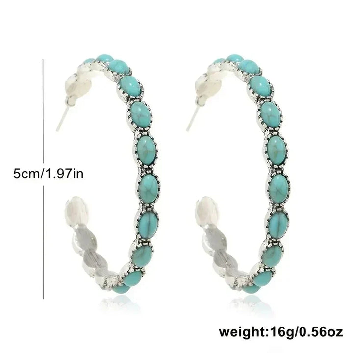 Vintage Bohemian Turquoise Circle Earrings