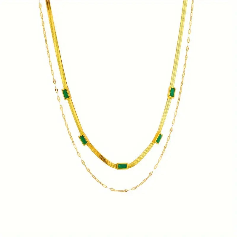 Sorella Gem dubbellaagse retro ketting | goudkleurig