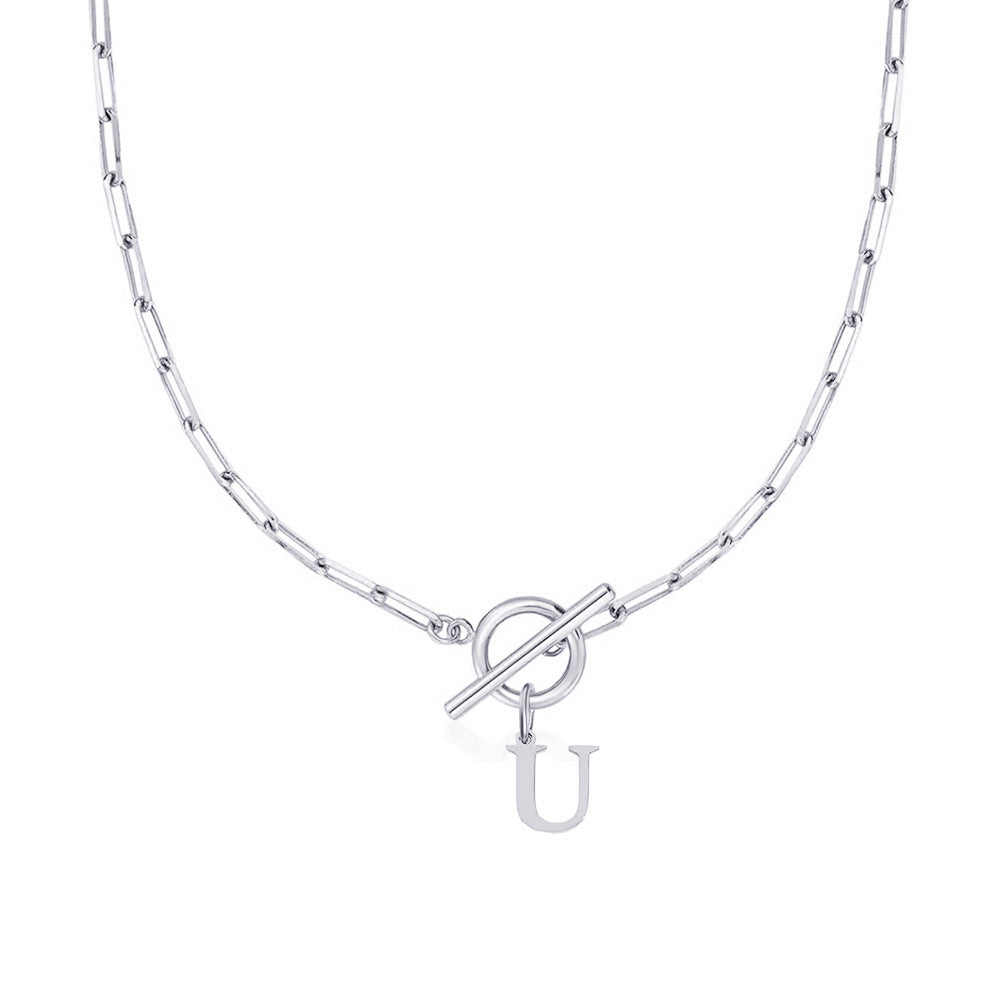 Paperclip initiaal ketting met ronde knevelsluiting