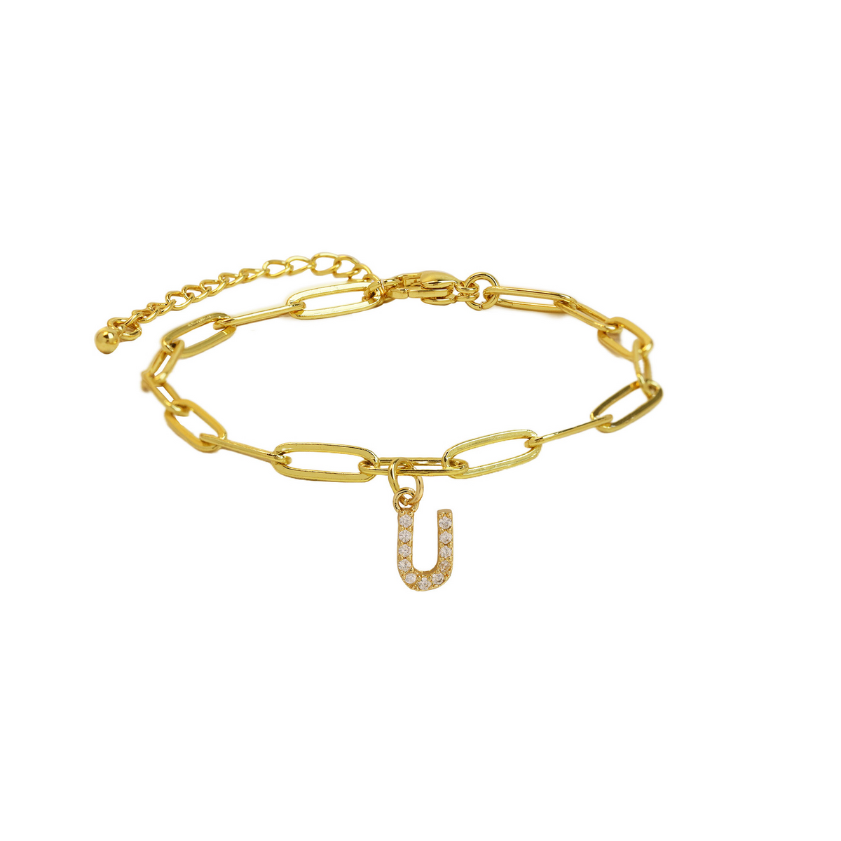 Fijne paperclip armband met initiaal