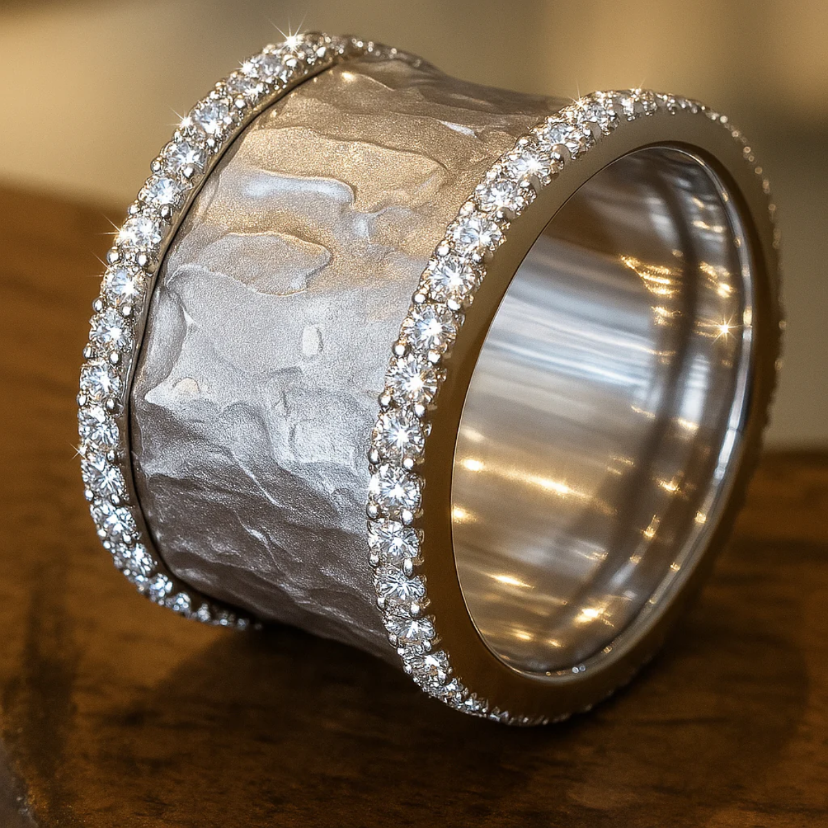 Vintage verzilverde ring met zirkonia