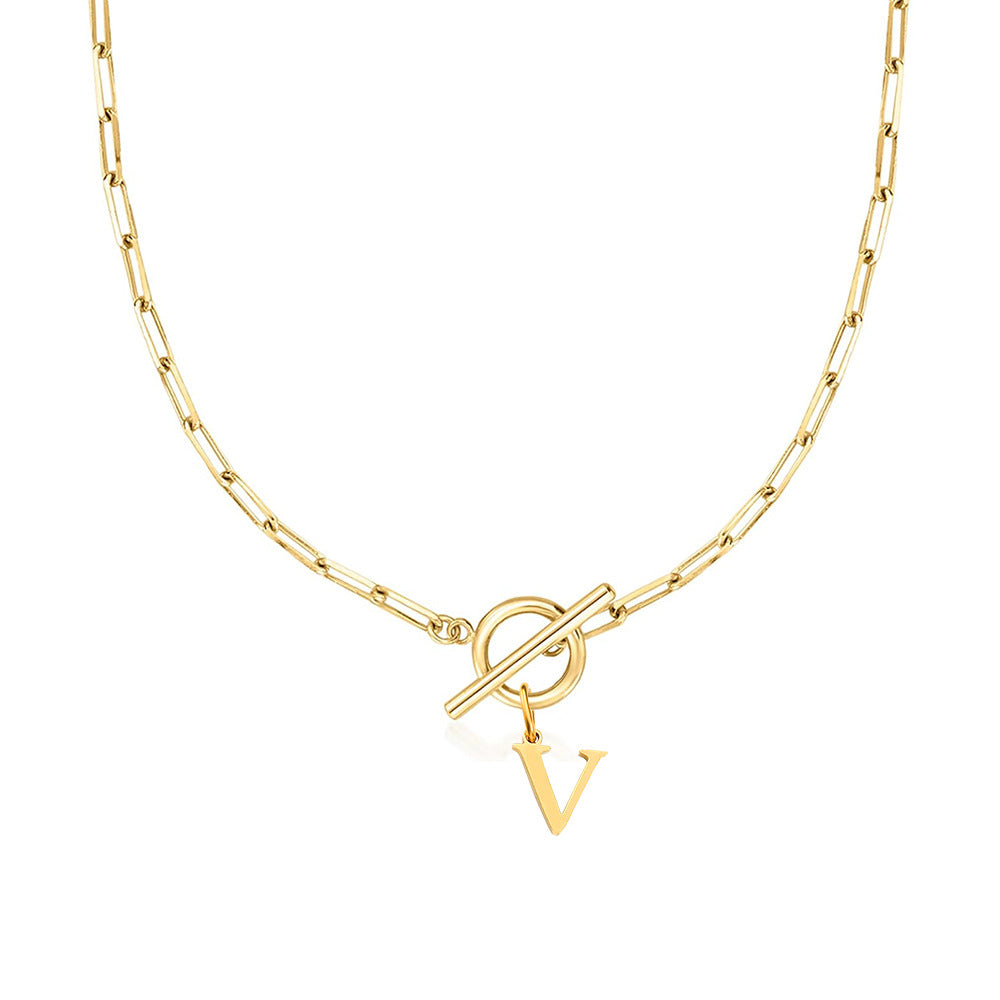 Paperclip initiaal ketting met ronde knevelsluiting