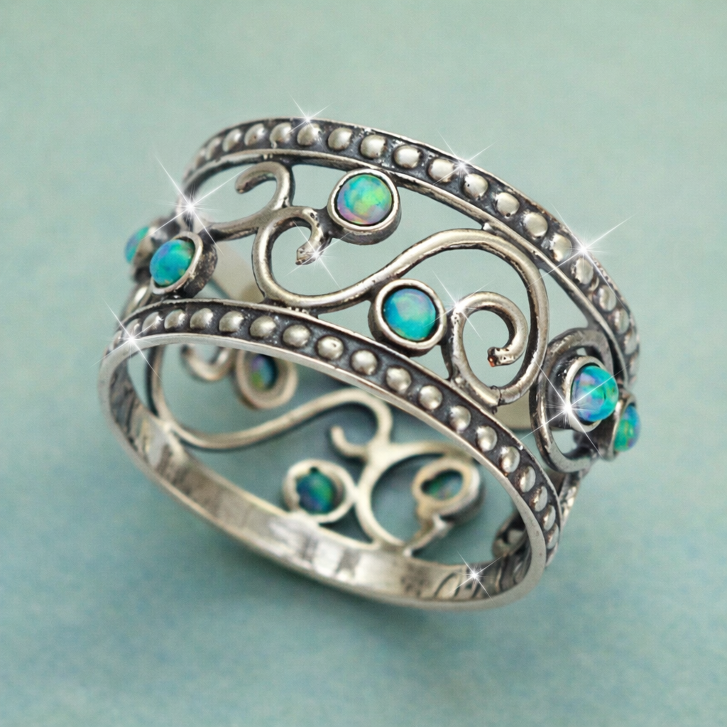 Vintage bohemien brede ring met opengewerkt design
