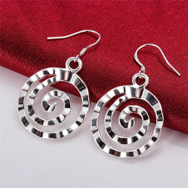 Vintage Hammered Spiral Silver Plated Earrings