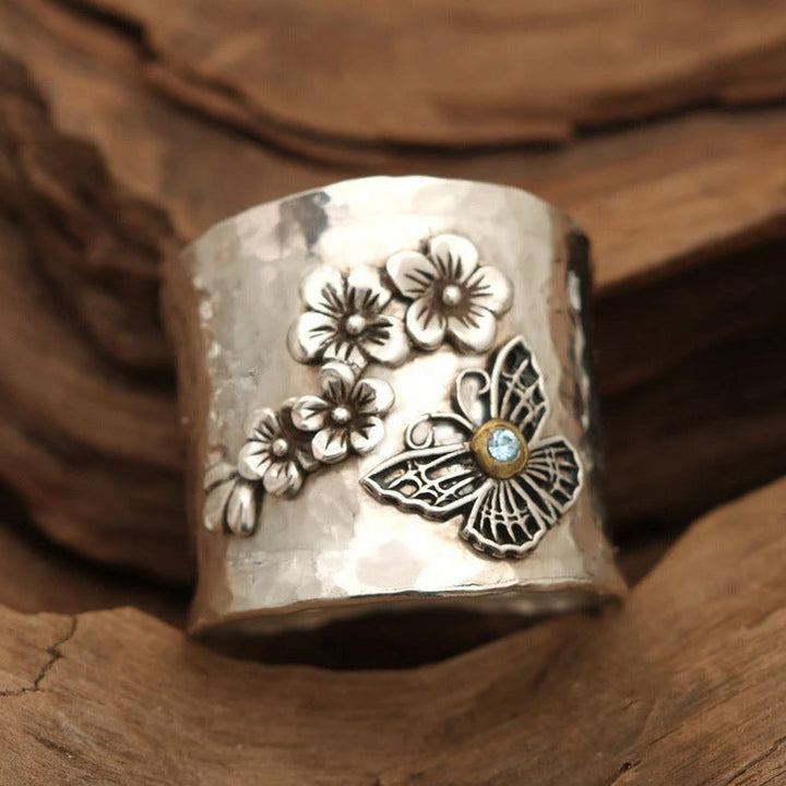 Vintage Silver Plated Flower Design Ring
