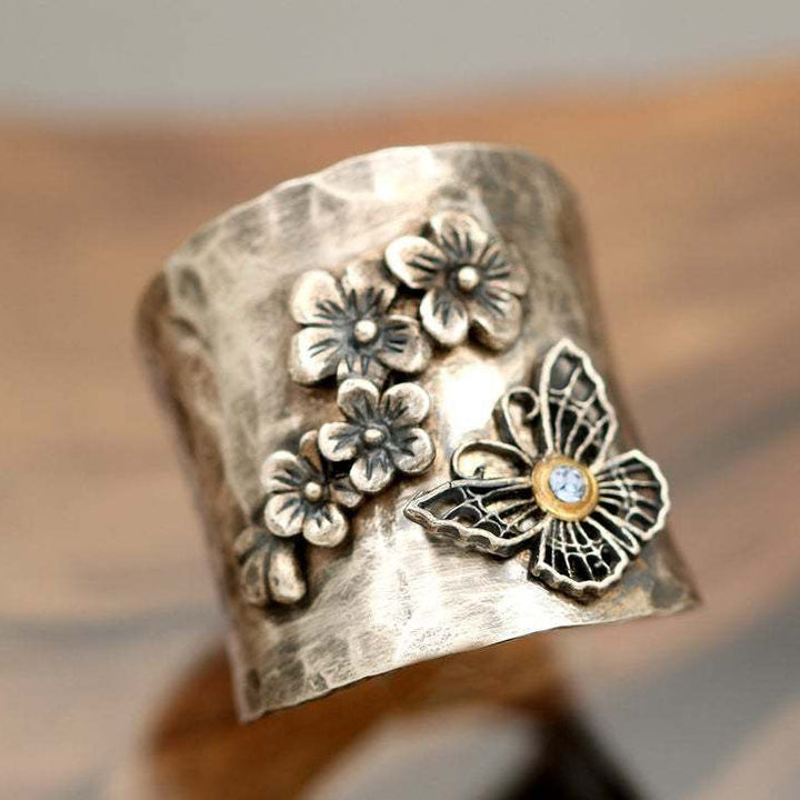 Vintage Silver Plated Flower Design Ring