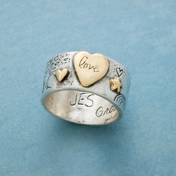 Vintage Two Tone Love Message Statement Band Ring