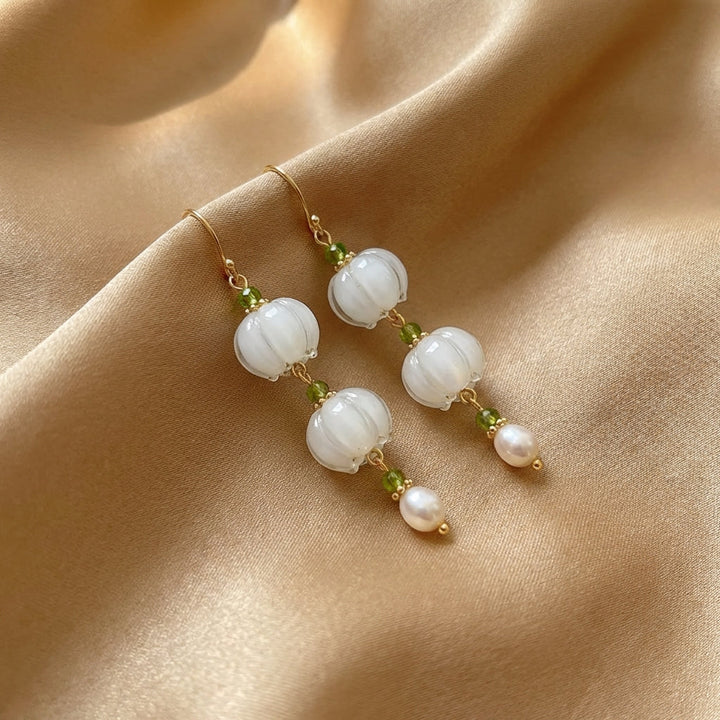 Vintage White Stone & Pearl Earrings